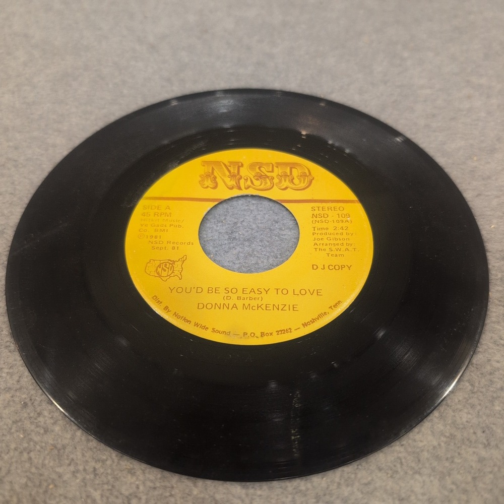 Donna McKenzie You'd Be So Easy To Love 45 RPM Vinyl NSD-109 DJ Copy 1981 - Picture 3 of 4